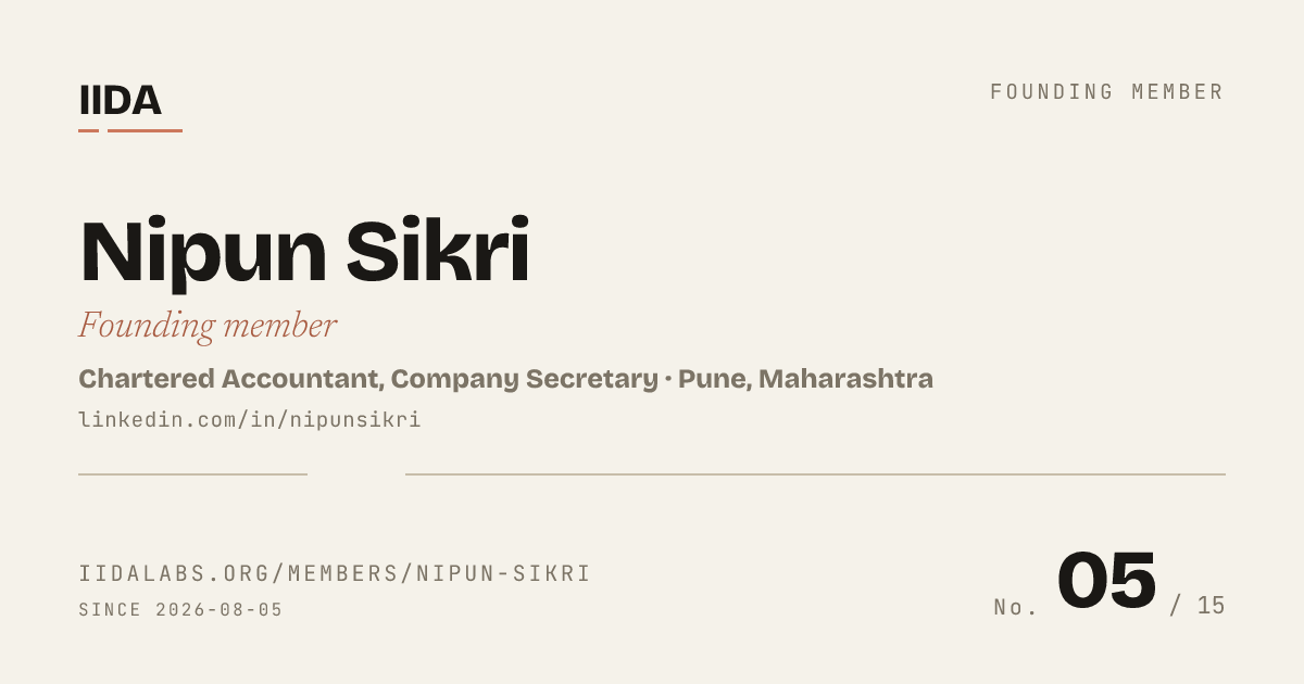 IIDA founding member No. 05 — Nipun Sikri