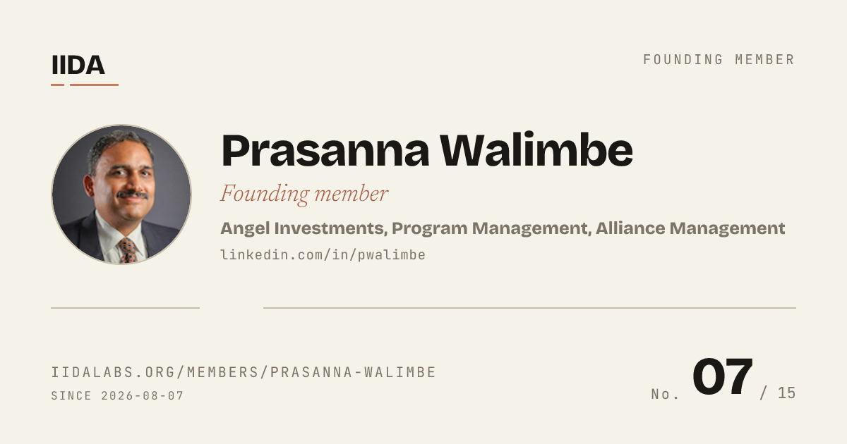IIDA founding member No. 07 — Prasanna Walimbe